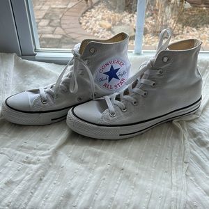 Converse all-star high top sneakers - white, size 8. LIKE NEW